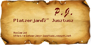 Platzerjanó Jusztusz névjegykártya